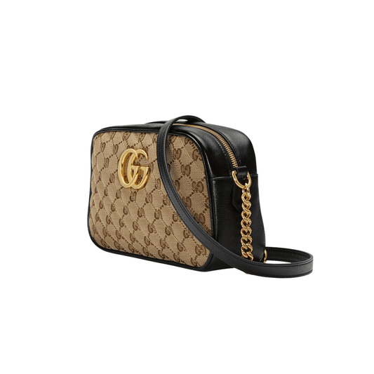 BORSA A SPALLA DONNA GG MARMONT MATELASSÉ PICCOLA BEIGE/EBANO - immagine 2
