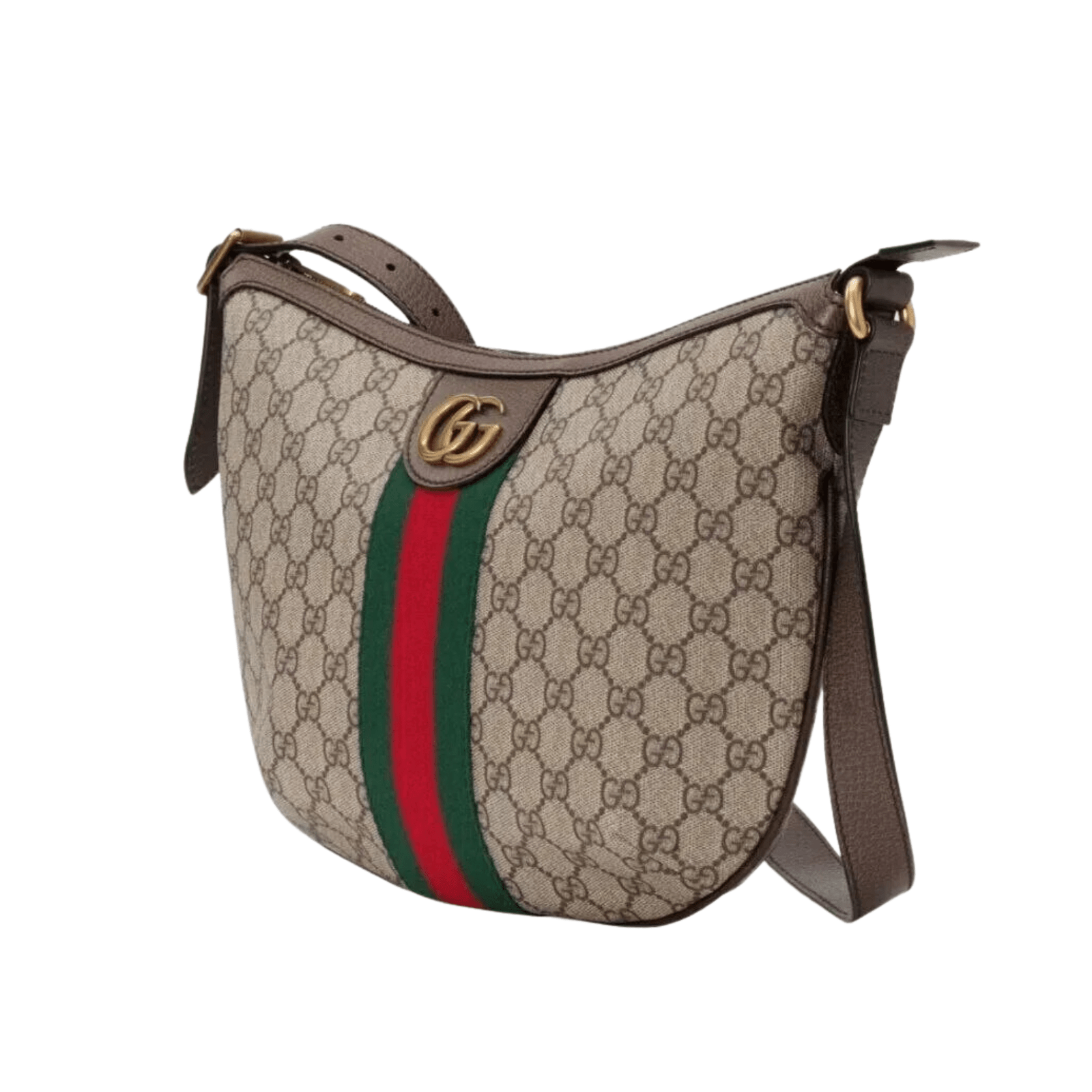 BORSA A SPALLA OPHIDIA GG SUPREME PICCOLA BEIGE ED EBANO WEB VERDE E ROSSO - immagine 3