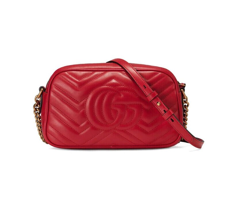 BORSA A SPALLA DONNA GG MARMONT MATELASSÉ PICCOLA ROSSO - immagine 2