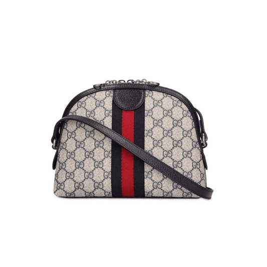 BORSA A SPALLA DONNA OPHIDIA GG SUPREME PICCOLA BLU E BEIGE - immagine 2
