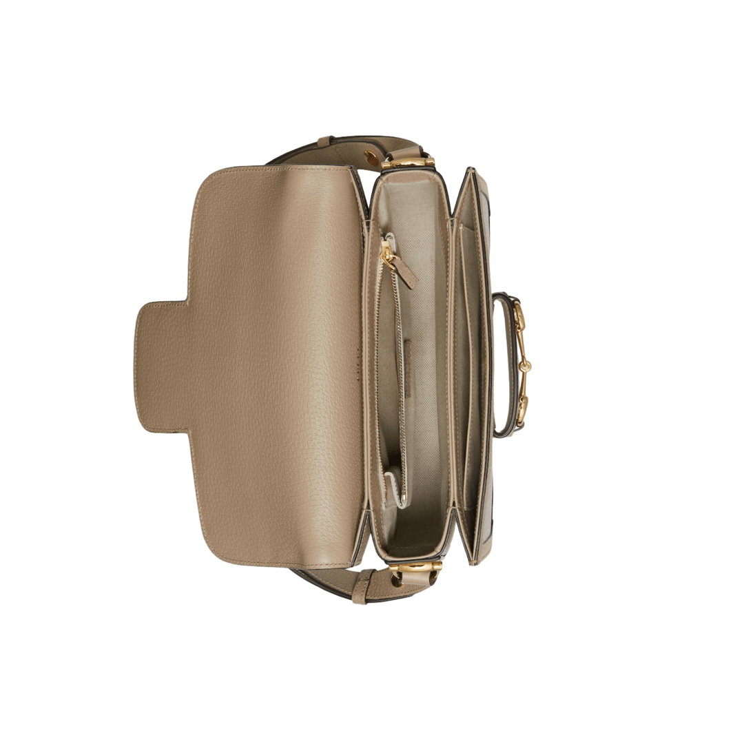 BORSA A SPALLA HORSEBIT 1955 PICCOLA IN TESSUTO GG SUPREME BEIGE ED EBANO - immagine 6
