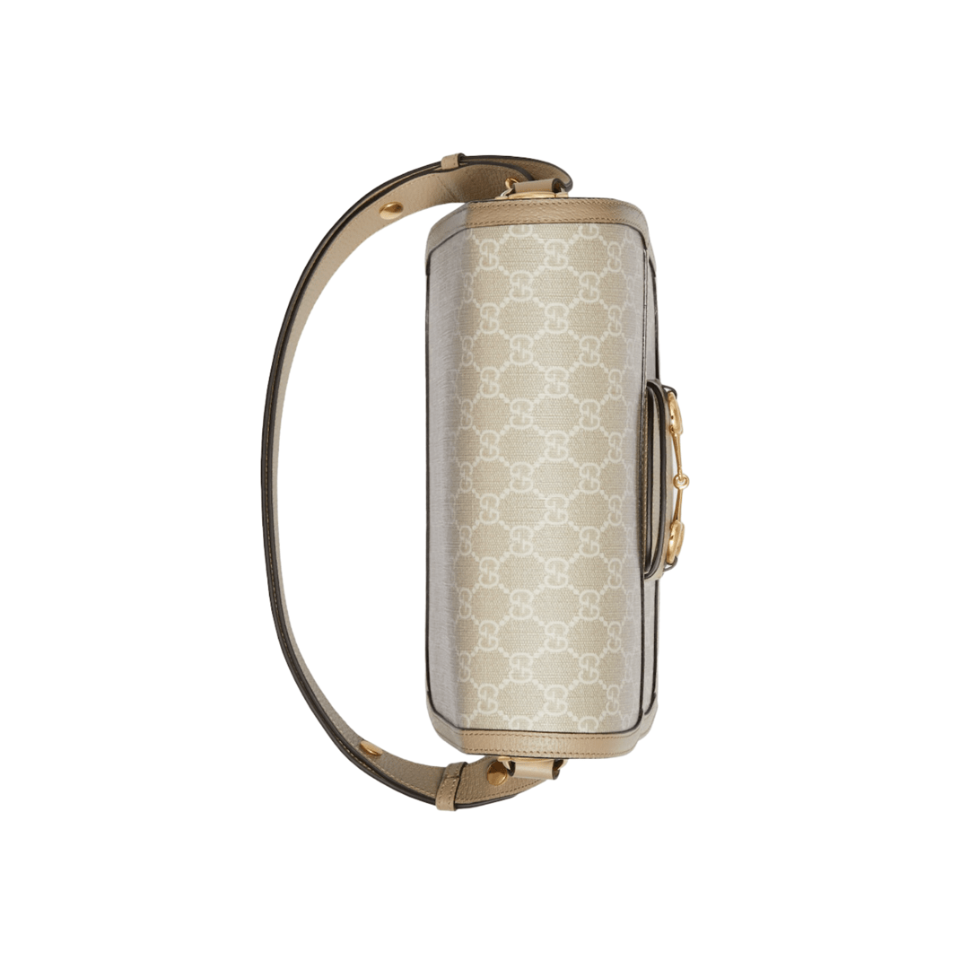 BORSA A SPALLA HORSEBIT 1955 PICCOLA IN TESSUTO GG SUPREME BEIGE ED EBANO - immagine 5