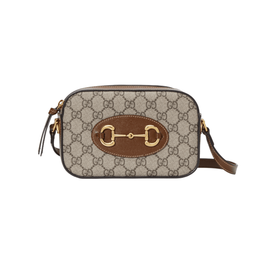 BORSA A SPALLA HORSEBIT 1955 MISURA PICCOLA SUPREME BEIGE ED EBANO