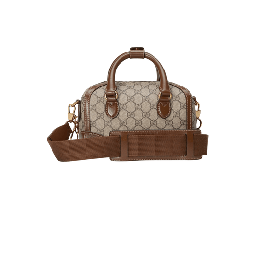 BORSA DA VIAGGIO PICCOLA CON G TELA SUPREME BEIGE ED EBANO - immagine 2